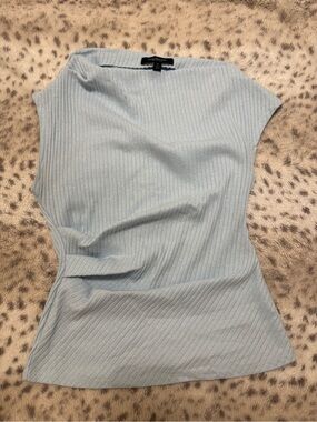 Marc New York Light Blue Ribbed Boatneck Tank Top
